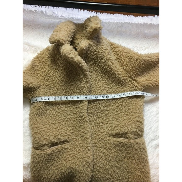 Whistles Long Coat Jacket Faux Fur Teddy Sherpa Beige Size XS Winter Pockets - Picture 11 of 13